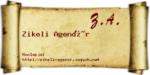 Zikeli Agenór névjegykártya